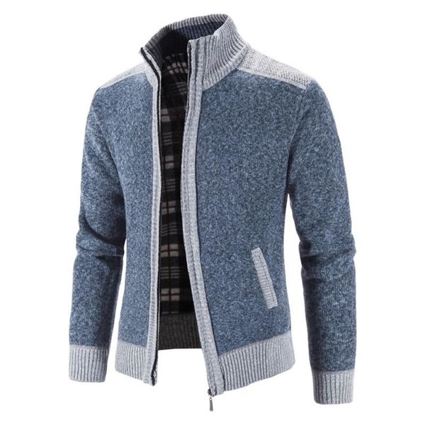 men's sweater coat fashion patchwork cardigan men knitted sweater jacket slim fit stand collar thick warm cardigan coats men 211109, White;black
men's sweater coat fashion patchwork cardigan men knitted sweater jacket slim fit stand collar thick warm cardigan coats men 211109, White;black