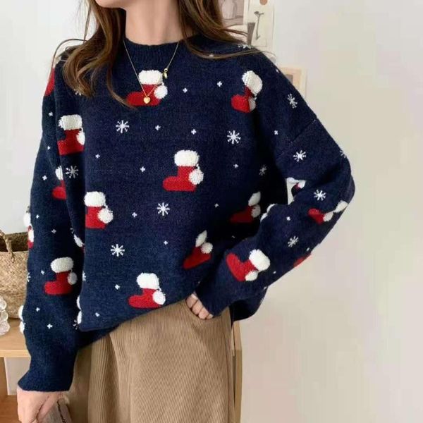 women's sweaters christmas day printed sweater women 2021 autumn winter thick ins lazy fashion loose outer wear knitted jacket, White;black
women's sweaters christmas day printed sweater women 2021 autumn winter thick ins lazy fashion loose outer wear knitted jacket, White;black