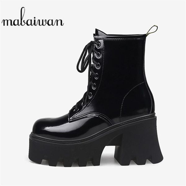 boots mabaiwan 2021 patent leather ankle women thick platform chunky super high heel lace up shoes winter motorcycle short, Black
boots mabaiwan 2021 patent leather ankle women thick platform chunky super high heel lace up shoes winter motorcycle short, Black