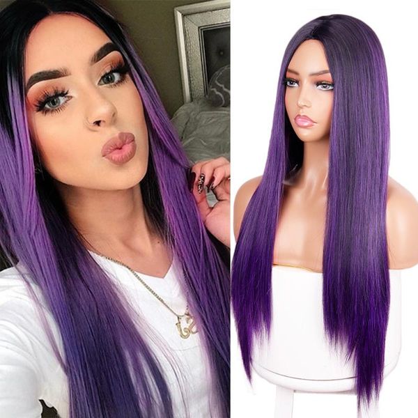 women's purple black gradient long straight hair high temperature daily wig synthetic wigs
women's purple black gradient long straight hair high temperature daily wig synthetic wigs