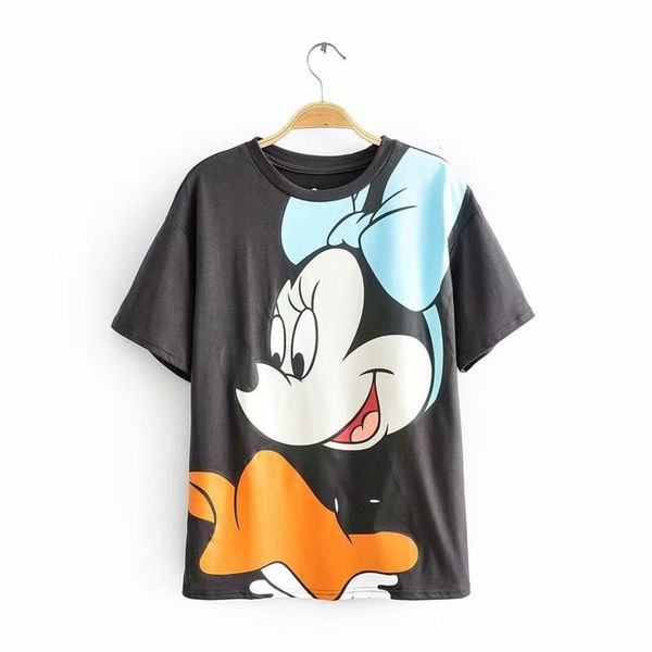 xe38 women's new 2020 spring printed cartoon loose short sleeve t-shirt, Black;gray
xe38 women's new 2020 spring printed cartoon loose short sleeve t-shirt, Black;gray
