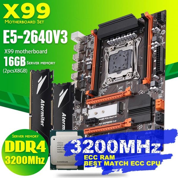 

motherboards atermiter x99 turbo ddr4 d4 motherboard set with xeon e5 2640 v3 lga2011-3 cpu 2pcs gb = 16gb 3200mhz memory reg ecc ram