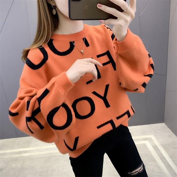 women's sweaters autumn round neck letter clip color loose 44-6771ff (no.3, row 1, middle room upstairs), White;black
women's sweaters autumn round neck letter clip color loose 44-6771ff (no.3, row 1, middle room upstairs), White;black