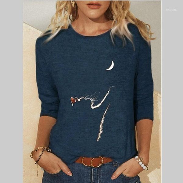women's t-shirt autumn long-sleeved cute cat print women fashion casual tee shirt female clothes round o neck loose, White
women's t-shirt autumn long-sleeved cute cat print women fashion casual tee shirt female clothes round o neck loose, White