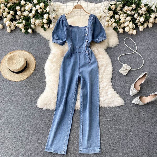 women's jumpsuits & rompers women fashion square collar buckle slim long jumpsuit retro short sleeve jeans wide-leg overalls s521, Black;white
women's jumpsuits & rompers women fashion square collar buckle slim long jumpsuit retro short sleeve jeans wide-leg overalls s521, Black;white
