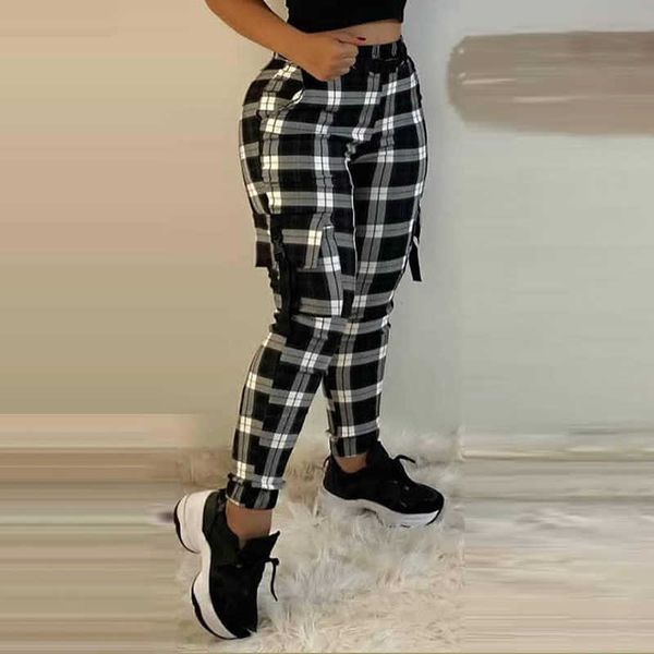 women fashion casual plaid print pants women trousers cargo pants fashion casual pants 210716, Black;white
women fashion casual plaid print pants women trousers cargo pants fashion casual pants 210716, Black;white