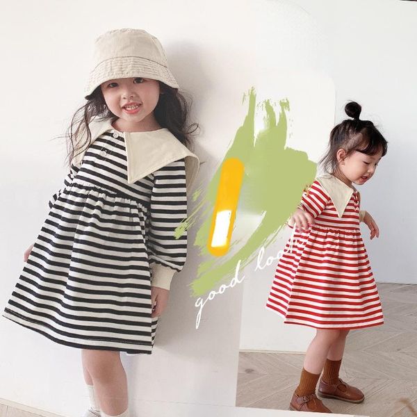 girl's dresses toddler baby girl navy style long sleeve dress spring kid preppy turn down collar striped princess clothing, Red;yellow
girl's dresses toddler baby girl navy style long sleeve dress spring kid preppy turn down collar striped princess clothing, Red;yellow