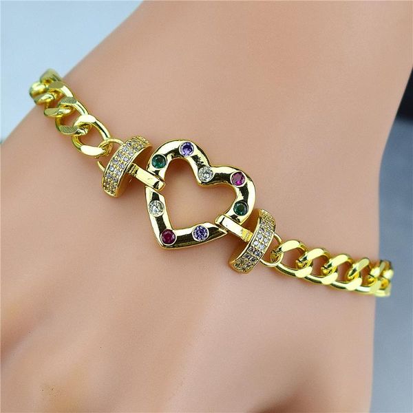 link, chain retro gold-plated color-preserving bracelet fashion heart-shaped micro-inlaid zircon jewelry, Black
link, chain retro gold-plated color-preserving bracelet fashion heart-shaped micro-inlaid zircon jewelry, Black
