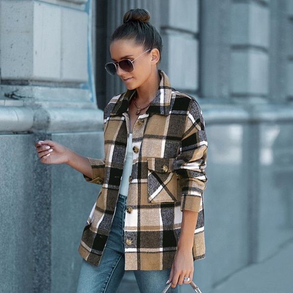 women's jackets 2021 fashion thick women plaid jacket winter coat casual lapel collar long sleeve loose outerwear chic, Black;brown
women's jackets 2021 fashion thick women plaid jacket winter coat casual lapel collar long sleeve loose outerwear chic, Black;brown