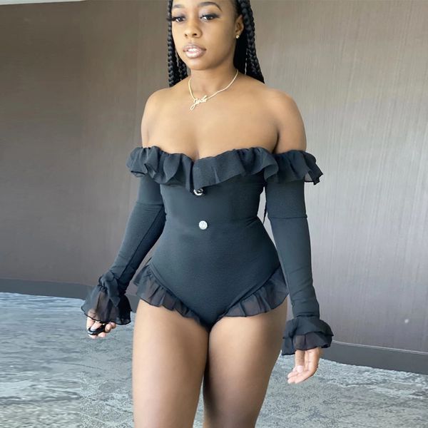 solid ruffle slash neck jumpsuit women flare long sleeve shorts swimsuit new mesh patchwork outfits for women, Black;white
solid ruffle slash neck jumpsuit women flare long sleeve shorts swimsuit new mesh patchwork outfits for women, Black;white