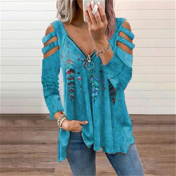 women's blouses & shirts 2021 autumn blouse lady long sleeve hollow out v-neck zipper shirt women casual feather print fashion pullove, White
women's blouses & shirts 2021 autumn blouse lady long sleeve hollow out v-neck zipper shirt women casual feather print fashion pullove, White
