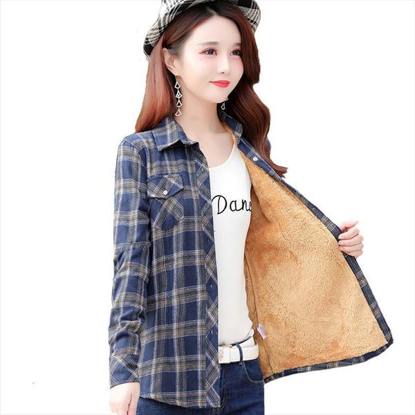 winter warm flannel plaid womens blouses long sleeve turn down collar pocket velvet shirts 5xl blusas femininas chemise, White
winter warm flannel plaid womens blouses long sleeve turn down collar pocket velvet shirts 5xl blusas femininas chemise, White
