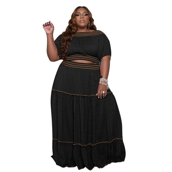 plus size tracksuits 3xl 4xl womans sets dew shoulder crop two piece set elegant maxi skirts wholesale drop ft523, Black
plus size tracksuits 3xl 4xl womans sets dew shoulder crop two piece set elegant maxi skirts wholesale drop ft523, Black