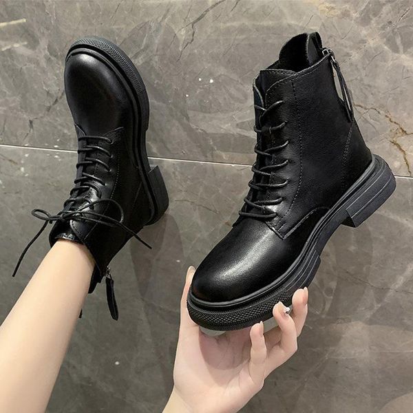 boots 2021 for women shoes female winter warm british style leather flat platform ankle motorcycle bootie, Black
boots 2021 for women shoes female winter warm british style leather flat platform ankle motorcycle bootie, Black