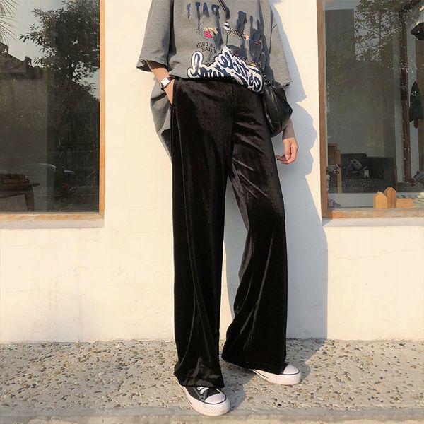 women pleuche pants spring summer fashion female loose vintage wide leg pant casual trousers oversize large size s-5xl 210423, Black;white
women pleuche pants spring summer fashion female loose vintage wide leg pant casual trousers oversize large size s-5xl 210423, Black;white