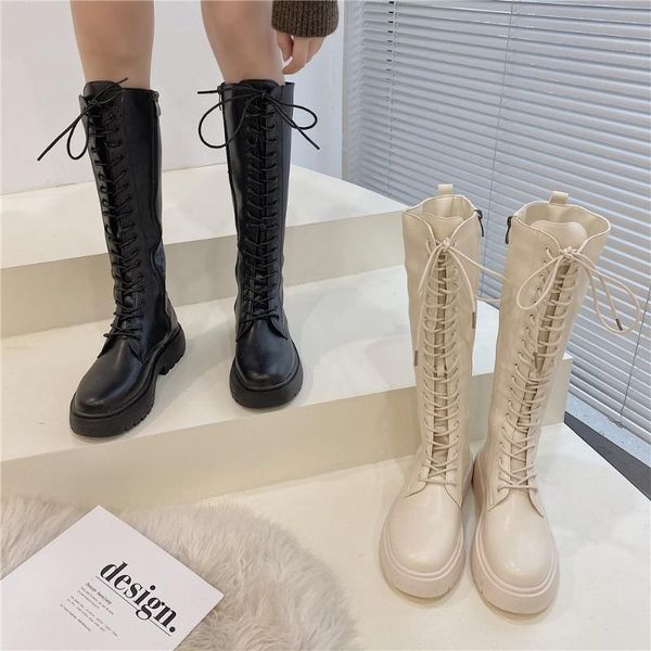 boots autumn winter knee high fashion women cross strap pu leather ladies thick sole platform botas mujer mid-calf white, Black
boots autumn winter knee high fashion women cross strap pu leather ladies thick sole platform botas mujer mid-calf white, Black