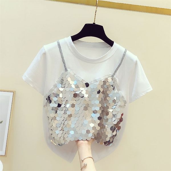 luxury design summer fashion women o neck all-match casual short sleeves sequined cotton t-shirt female pullover tee 210428, White
luxury design summer fashion women o neck all-match casual short sleeves sequined cotton t-shirt female pullover tee 210428, White