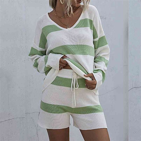 knit sweater 2 piece shorts set women autumn winter stripe thin knit v-neck long-sleeved suit female two-piece set 210508, White
knit sweater 2 piece shorts set women autumn winter stripe thin knit v-neck long-sleeved suit female two-piece set 210508, White