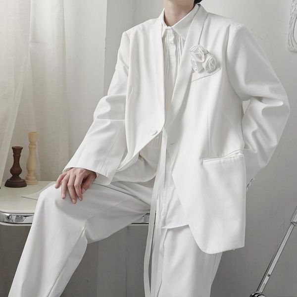 men's suits & blazers blazer side split flower wedding suit man streetwear office fashion loose casual vintage cardigan jacket, White;black
men's suits & blazers blazer side split flower wedding suit man streetwear office fashion loose casual vintage cardigan jacket, White;black