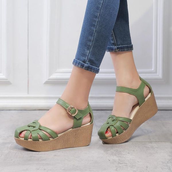 summer genuine leather sandals women leisure comfortable wedges hollow high heel women's, Black
summer genuine leather sandals women leisure comfortable wedges hollow high heel women's, Black