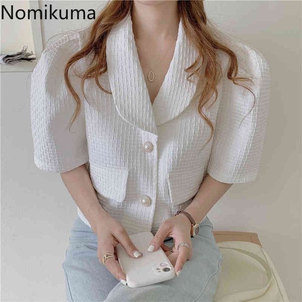nomikuma korean elegant temperament shirt women solid color short sleeve blouse camisas summer chic blusas mujer 210514, White
nomikuma korean elegant temperament shirt women solid color short sleeve blouse camisas summer chic blusas mujer 210514, White