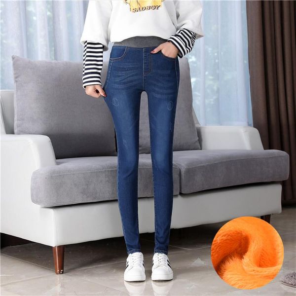 women's winter warm jeans pants high waist thickening jean gold fleeces inside black denim pencil blue trousers p9119
women's winter warm jeans pants high waist thickening jean gold fleeces inside black denim pencil blue trousers p9119