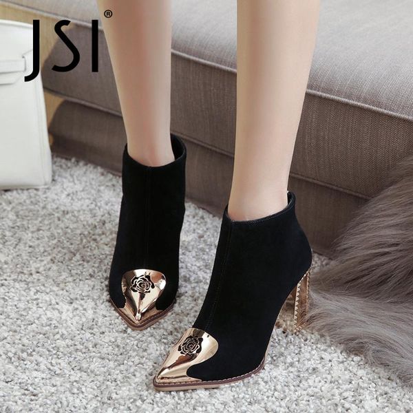 boots jsi mature style ankle woman cow suede pointed metal toe hollow out super high square rivet heel shoe jo803, Black
boots jsi mature style ankle woman cow suede pointed metal toe hollow out super high square rivet heel shoe jo803, Black