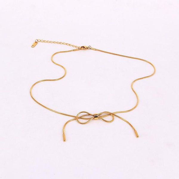 pendant necklaces fashion stainless steel bowknot snake chain necklace chinese knot rose gold color women female party gift, Silver
pendant necklaces fashion stainless steel bowknot snake chain necklace chinese knot rose gold color women female party gift, Silver