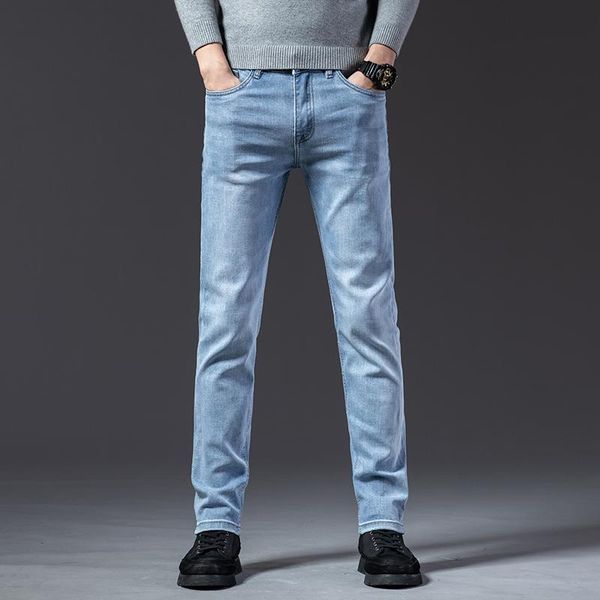men's jeans 2021 autumn brand classic style men business casual stretch slim denim pants light blue black gray trousers male
men's jeans 2021 autumn brand classic style men business casual stretch slim denim pants light blue black gray trousers male