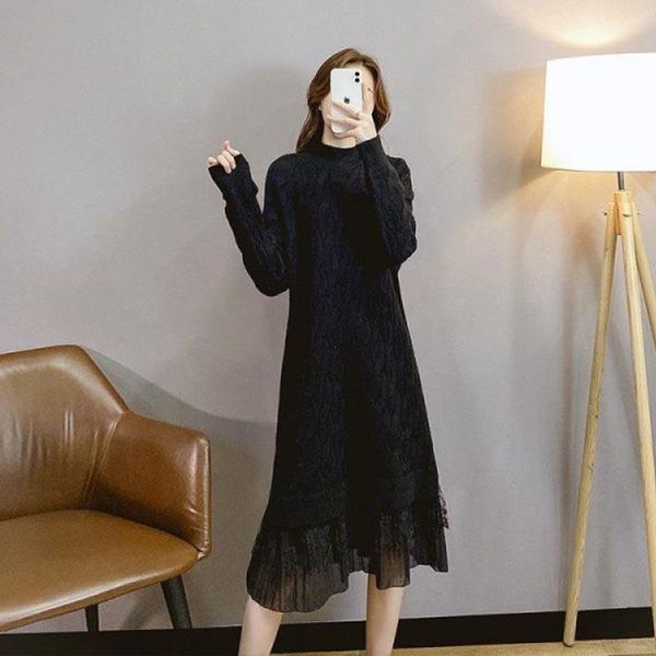 casual dresses one-piece korean style 2021 winter women dress knitted loose straight sweater lace twist stitching temperament, Black;gray
casual dresses one-piece korean style 2021 winter women dress knitted loose straight sweater lace twist stitching temperament, Black;gray