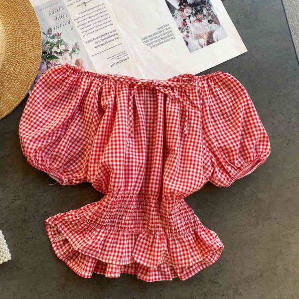 blouses french retro plaid blouse women slash neck sleeve ruffles summer korean off shoulder short blouses, White
blouses french retro plaid blouse women slash neck sleeve ruffles summer korean off shoulder short blouses, White