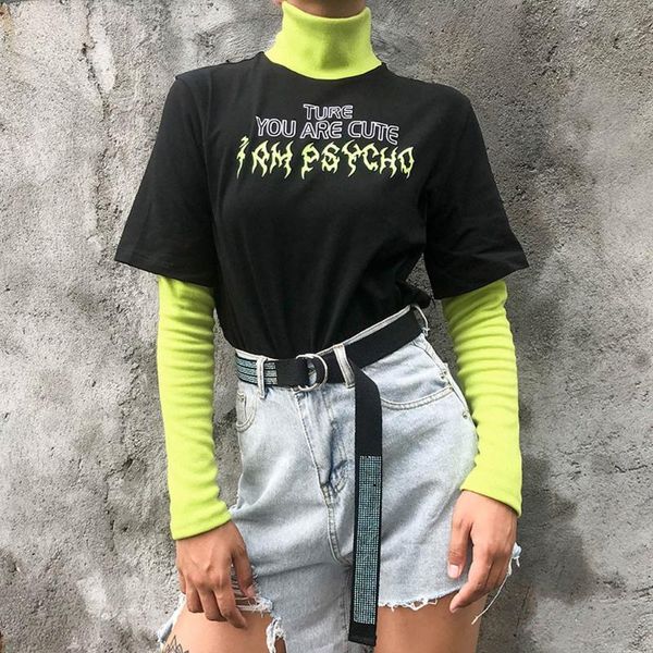 women's t-shirt harajuku women fake two-piece casual letter you are cute long sleeve turtleneck camisetas haut femme ete 2021, White
women's t-shirt harajuku women fake two-piece casual letter you are cute long sleeve turtleneck camisetas haut femme ete 2021, White