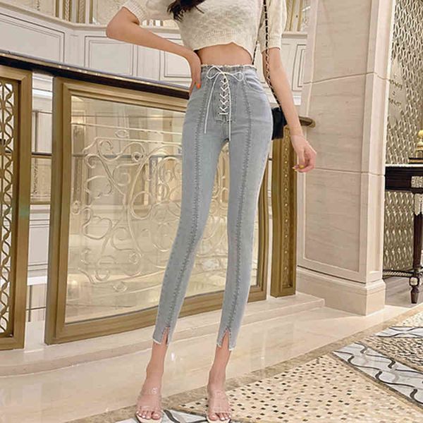 jeans arrival spring fall korea fashion women's high waist drawstring thin denim ladies'pencils s358, Blue
jeans arrival spring fall korea fashion women's high waist drawstring thin denim ladies'pencils s358, Blue