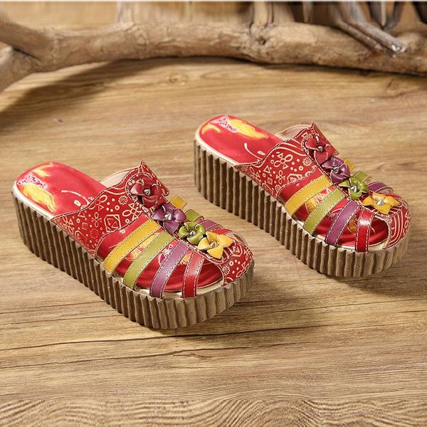 slippers 2021 summer leather shoes woman platform wedges slides peep toes cut out handmade flower thick heels colorful female footwear, Black
slippers 2021 summer leather shoes woman platform wedges slides peep toes cut out handmade flower thick heels colorful female footwear, Black