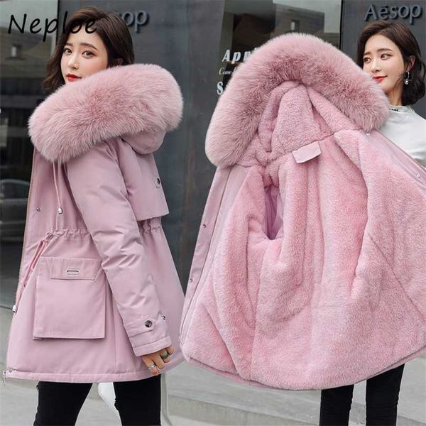 neploe winter warm parkas women plus velvet thicken down padded coats woman single breasted hoodie puffer jacket femme 211216, Black
neploe winter warm parkas women plus velvet thicken down padded coats woman single breasted hoodie puffer jacket femme 211216, Black