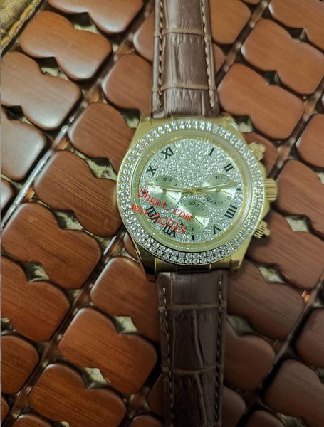 classic mens watch 40mm 116509 116589 romen full diamond dial mechanical no chronograph sapphire brown leather strap luxury watches, Slivery;brown
classic mens watch 40mm 116509 116589 romen full diamond dial mechanical no chronograph sapphire brown leather strap luxury watches, Slivery;brown