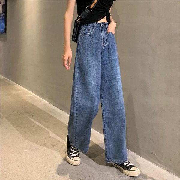 women's jeans elastic high waist leisure students fashion chic harajuku women wide leg loose vintage retro denim all-match, Blue
women's jeans elastic high waist leisure students fashion chic harajuku women wide leg loose vintage retro denim all-match, Blue