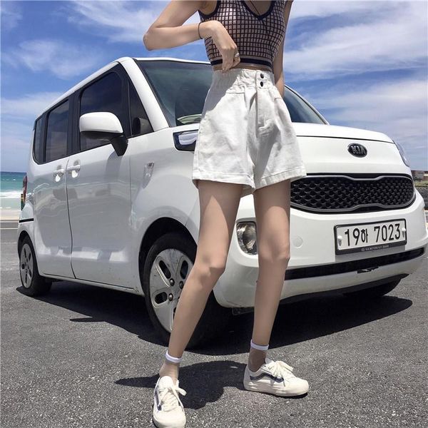 women's shorts female daily korean version all-match straight cotton casual simple summer outwear retro women solid button, White;black
women's shorts female daily korean version all-match straight cotton casual simple summer outwear retro women solid button, White;black