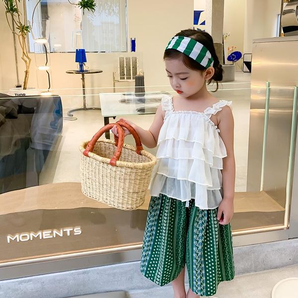girls clothes kids outfits summer white strap ruffle shirt and green loose pant set baby girl casual clothing sets
girls clothes kids outfits summer white strap ruffle shirt and green loose pant set baby girl casual clothing sets