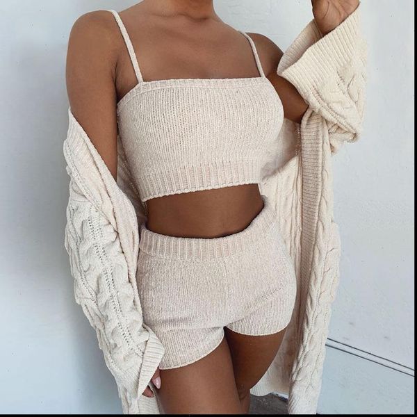 women tracksuits summer sweater 2 piece set fashion sling crop and shorts suit winter knitted two outfits, Gray
women tracksuits summer sweater 2 piece set fashion sling crop and shorts suit winter knitted two outfits, Gray