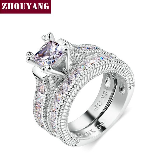 wedding rings zhouyang 2 pcs ring set for women luxury 4 square cubic zirconia silver color chirstmas gift fashion jewelry yg029, Slivery;golden
wedding rings zhouyang 2 pcs ring set for women luxury 4 square cubic zirconia silver color chirstmas gift fashion jewelry yg029, Slivery;golden