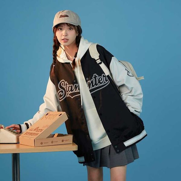 hanlu women's main push baseball jacket women's new loose versatile american ins jacket in autumn and winter 2021, Black;brown
hanlu women's main push baseball jacket women's new loose versatile american ins jacket in autumn and winter 2021, Black;brown