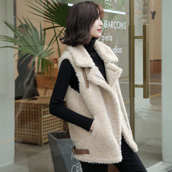 autumn and winter new lamb female 2021 korean loose student thickened fur 1-piece plush vest coat, Black
autumn and winter new lamb female 2021 korean loose student thickened fur 1-piece plush vest coat, Black