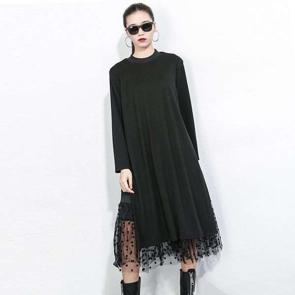 eam women black mesh dot split joint dress new stand collar long sleeve loose fit fashion tide spring autumn 2021 1b593, Black;gray
eam women black mesh dot split joint dress new stand collar long sleeve loose fit fashion tide spring autumn 2021 1b593, Black;gray