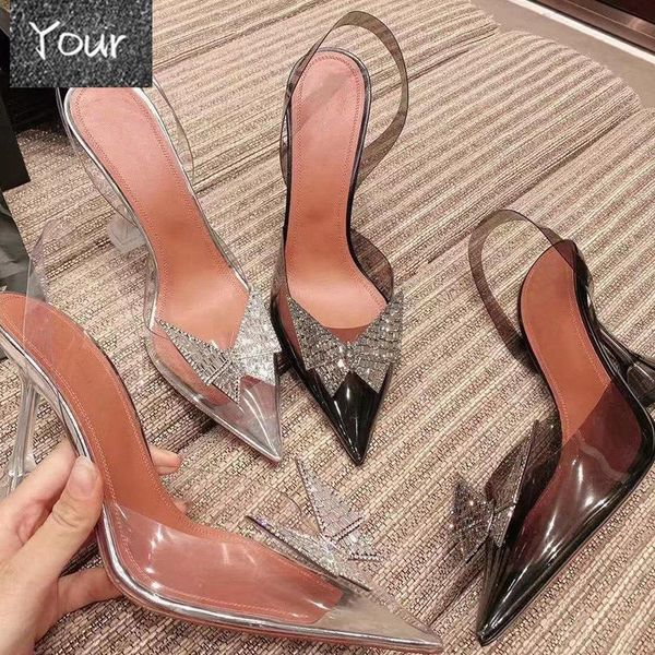 sandals 2021 pointed transparent women's bun water drill bow wine glass heels, Black
sandals 2021 pointed transparent women's bun water drill bow wine glass heels, Black