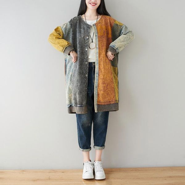 women's trench coats fairynatural korean style fashion designs women print long trenchs female retro denim windbreakers loose clothing, Tan;black
women's trench coats fairynatural korean style fashion designs women print long trenchs female retro denim windbreakers loose clothing, Tan;black