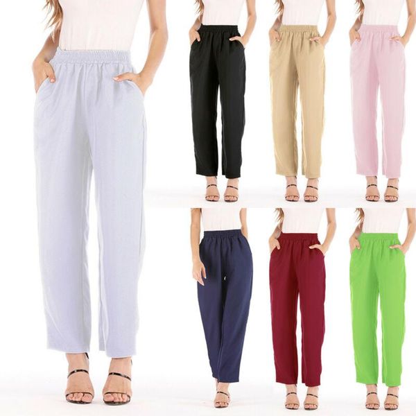 women's pants & capris women elastic waist work official trousers fitness stregth pocket baggy, Black;white
women's pants & capris women elastic waist work official trousers fitness stregth pocket baggy, Black;white