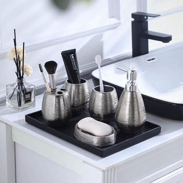 5-6pcs handmade retro ceramics wash supplies set electroplated silver ceramic bathroom accessories melamine tray soap dispen bath accessory
5-6pcs handmade retro ceramics wash supplies set electroplated silver ceramic bathroom accessories melamine tray soap dispen bath accessory
