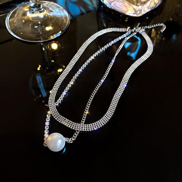 chains titanium steel double-layer pearl necklace for female clavicle chain pendant accessories office lady party, Silver
chains titanium steel double-layer pearl necklace for female clavicle chain pendant accessories office lady party, Silver