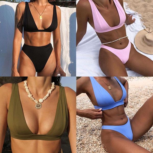 women's swimwear 2021 split women bikinis set push up padded high waisted solid swimming suit summer brazilian beach wear swimsuit biqu, White;black
women's swimwear 2021 split women bikinis set push up padded high waisted solid swimming suit summer brazilian beach wear swimsuit biqu, White;black